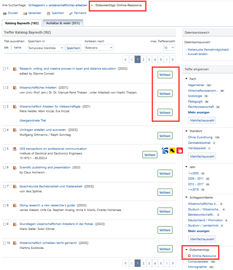 Screenshot des UB-Katalog