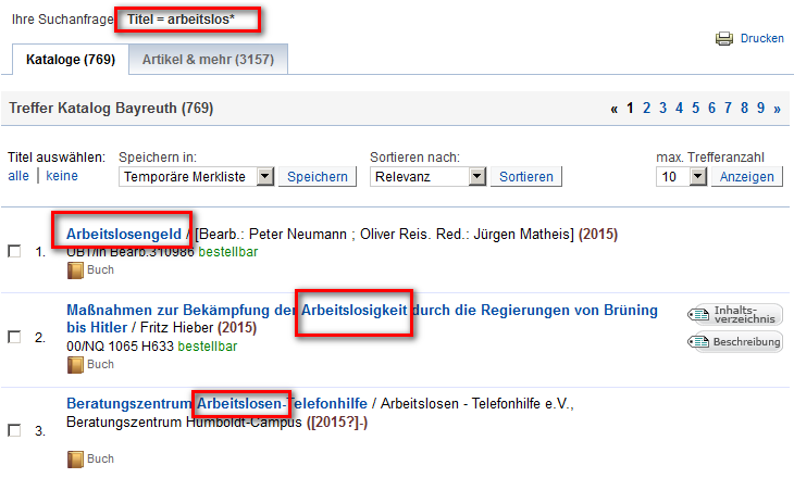 arbeitslos ergebnisse